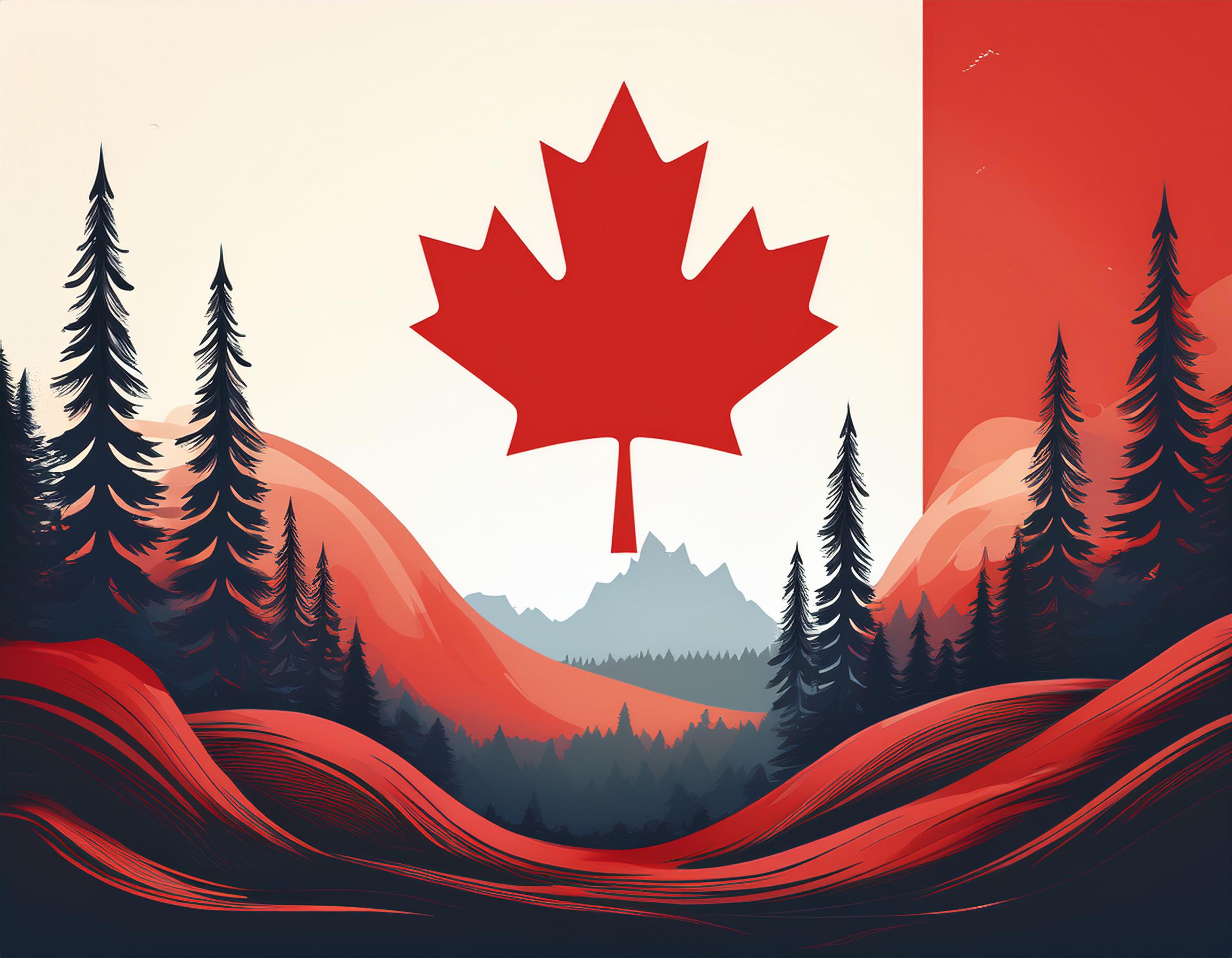 Canada landscape with Canadian flag - strongandfree.ca domain sale